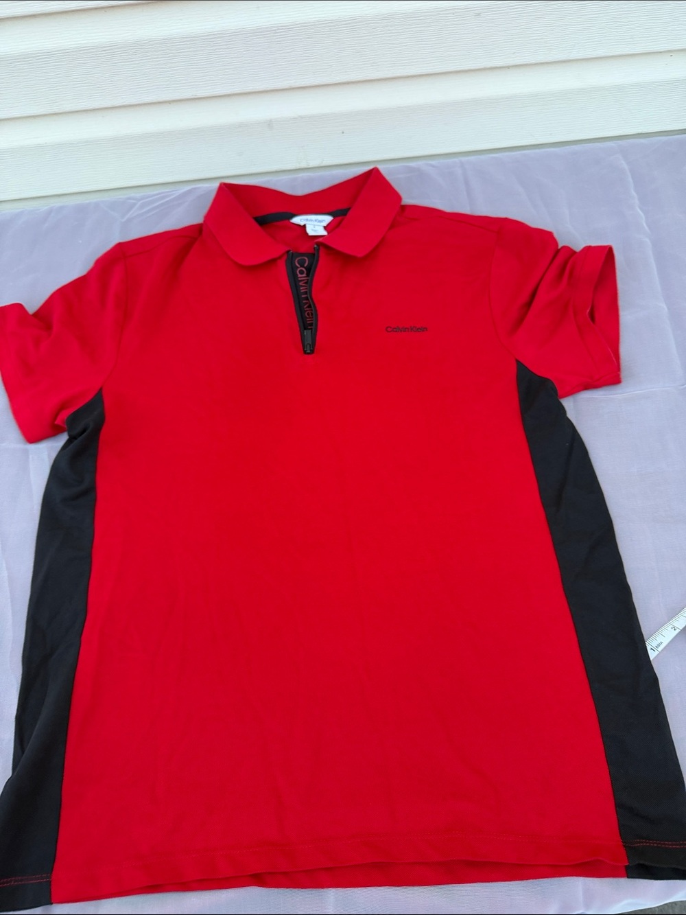 Calvin Klein Red Polo with Black Side Panels